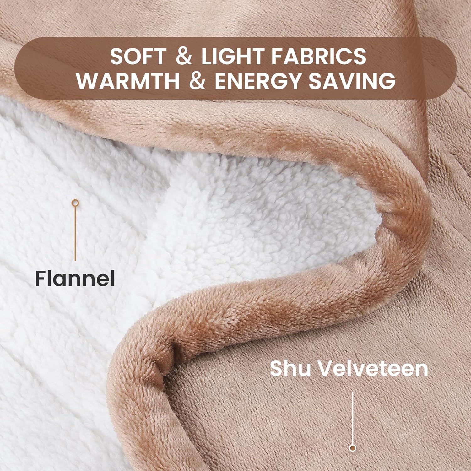 review Electric Blanket Heated Throw, Without Handheld Controller Heating Blanket, Heated Throw Blanket with 4 Heating Levels & 4H Auto Off, Flannel & Sherpa Lightweight Machine Washable, Beige 50