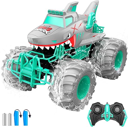 Miniatura 9 de Coche de control remoto de tiburón impermeable, autos RC anfibios 1:16 4WD todo terreno todoterreno Monster Trucks juguetes, camiones RC juguetes