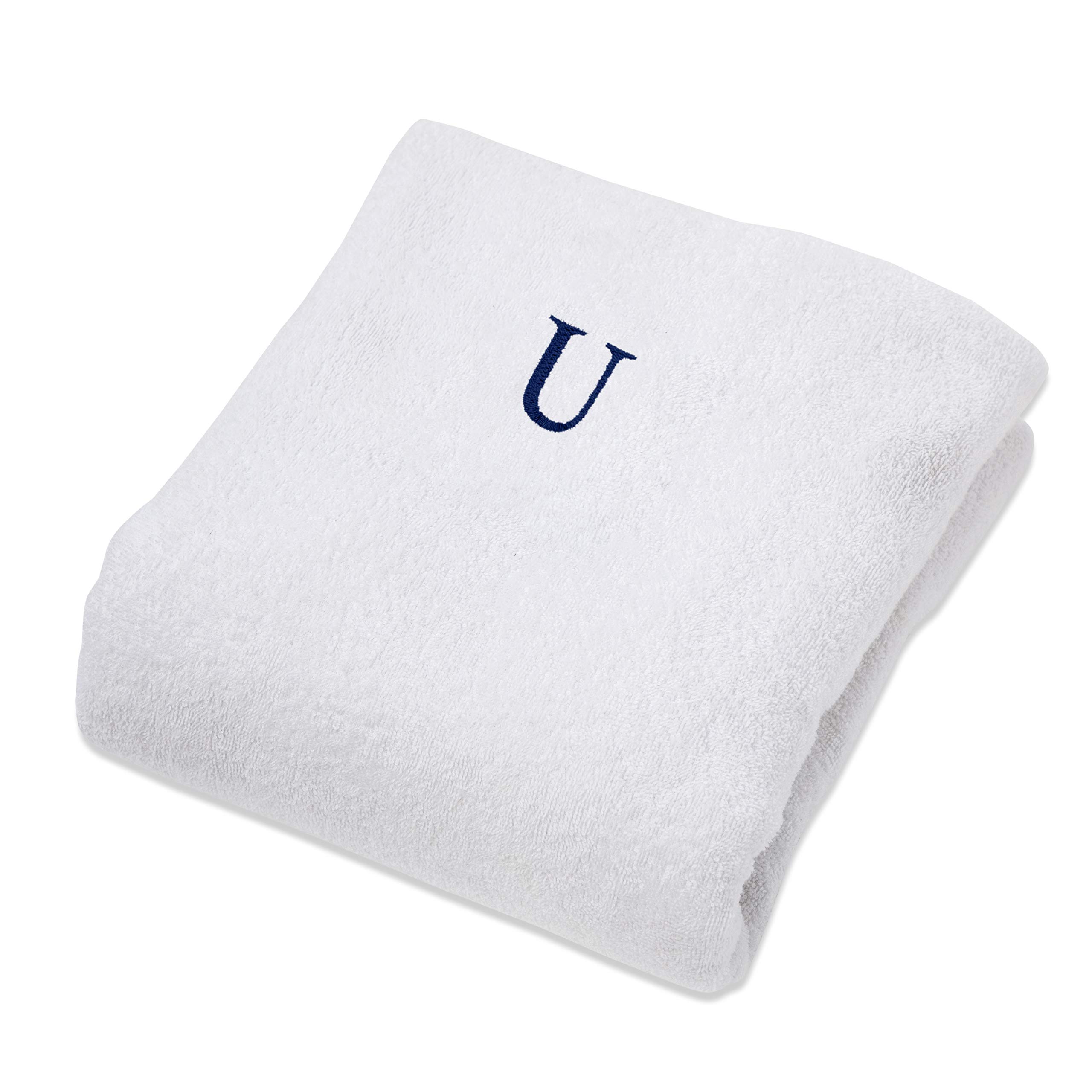SUPERIOR 100% Cotton Terry Lounge Chair Cover - White Monogrammed Pool/Beach Towel Cover, 32"x102" - View #4