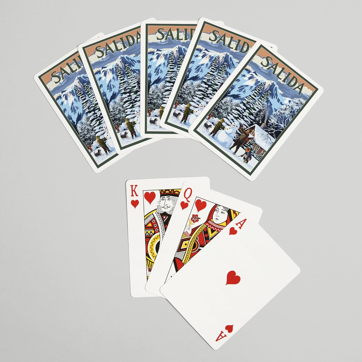 Lantern Press Salida, Colorado, Snowman Scene, 52 Playing Cards for Adults, Poker Size Card Deck