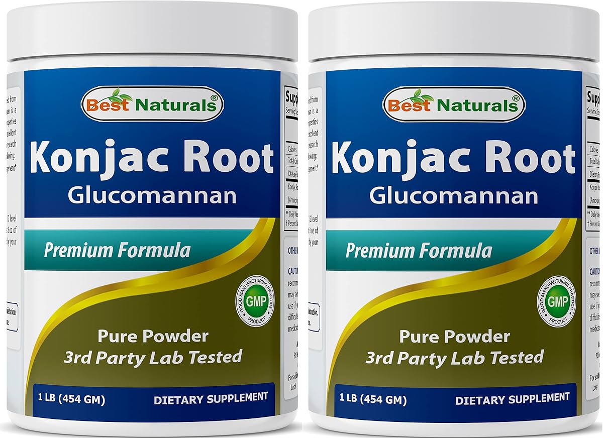 Best Naturals 2 Pack Konjac Glucomannan Root 1 Pound - 2000 mg per Serving - (Total 2 Pound)