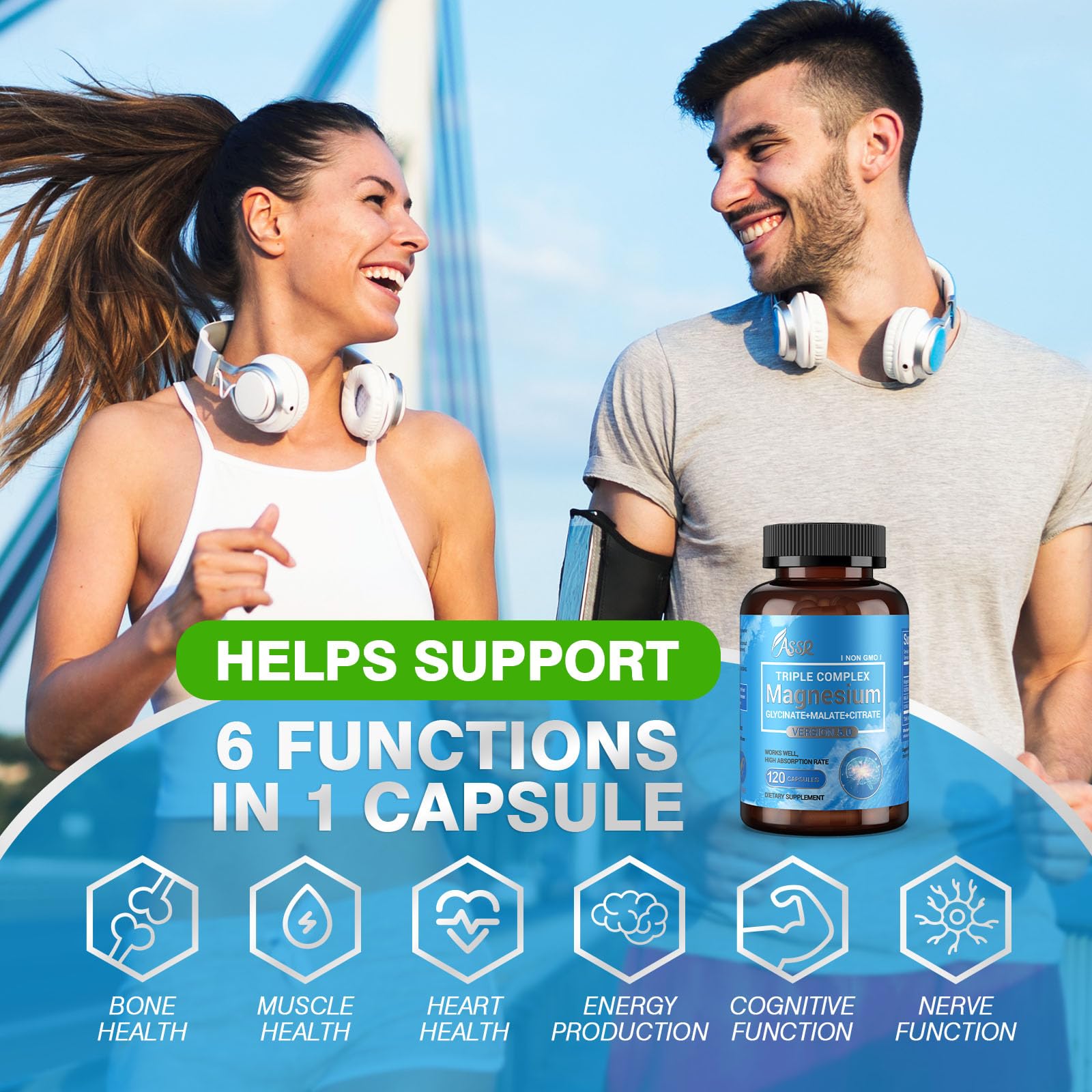 ASSR Triple Magnesium Complex - 300mg Pure Ocean Magnesium Glycinate & Magnesium Malate & Magnesium Citrate for Sleep, Energy, and Relaxation Support, High Absorption, Vegan, Non-GMO, 120 Capsules — Amazon image 4