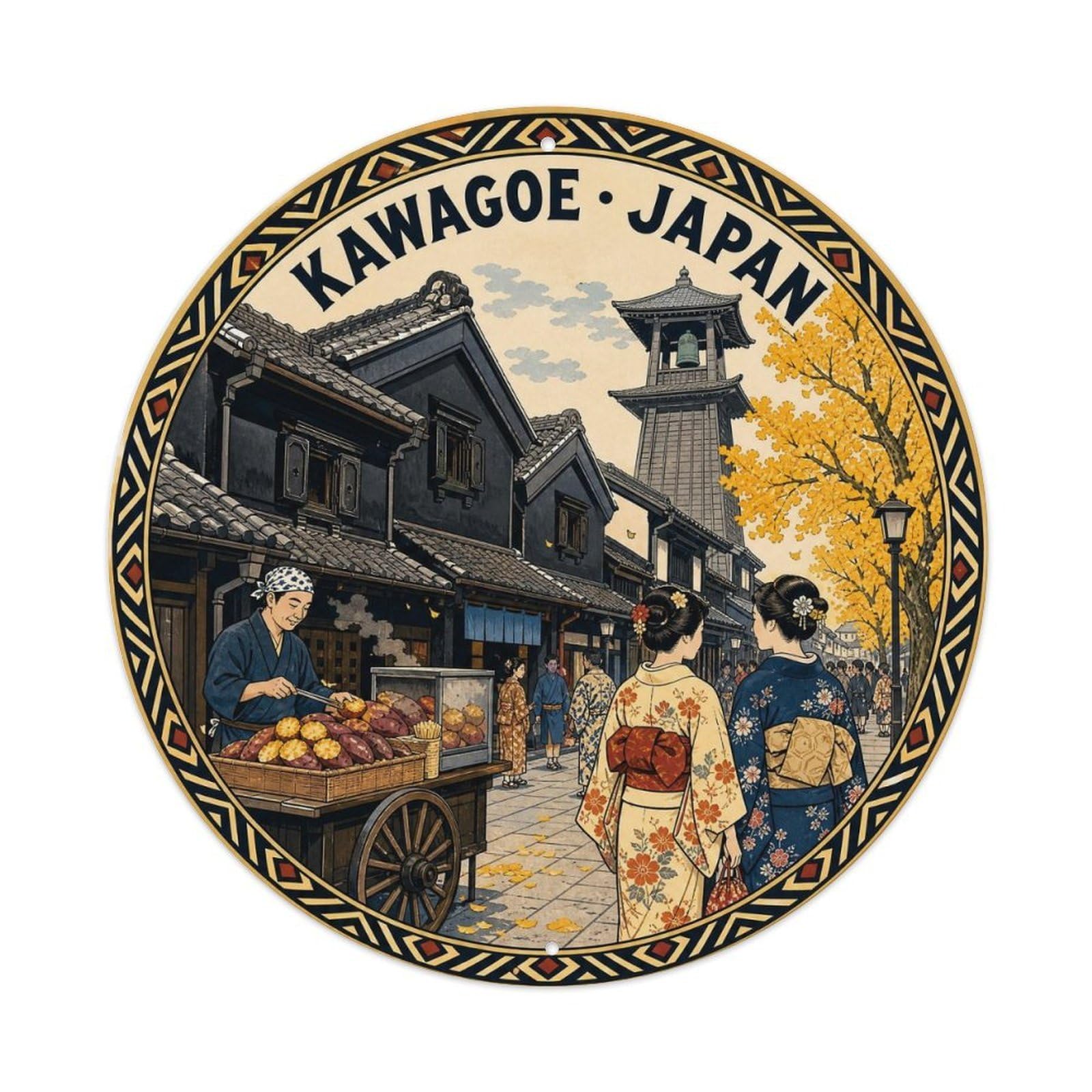 Olyhtr 8X8inch Classic Style Saitama Kawagoe Little Edo Sweet Potato Food Culture Metal Tin Sign