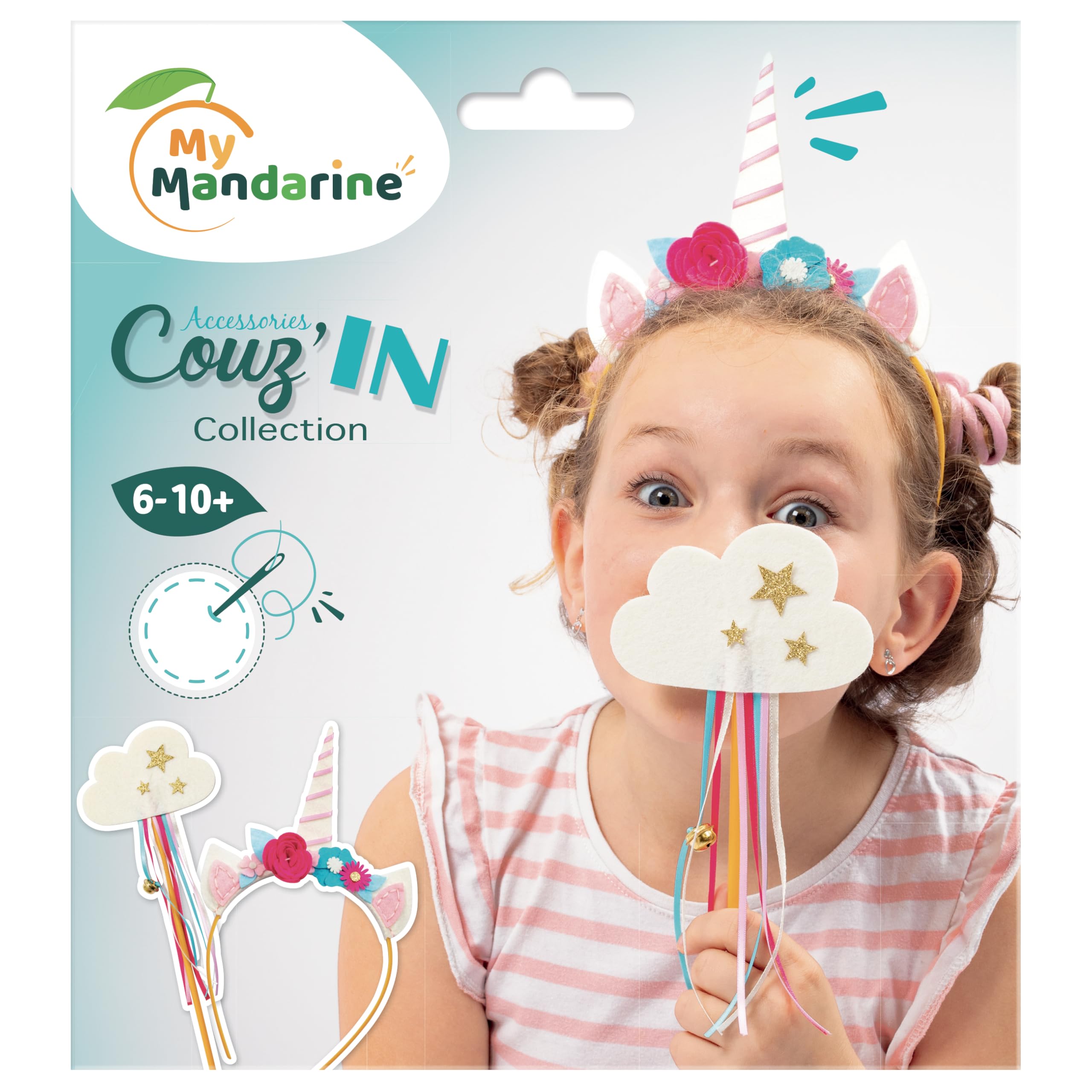 MY MANDARINE KC179C - Children's Creative Sewing kit - Couz'in Accessories - Disguise kit - from Age 6 - Unicorn Theme - Creative Leisure Kit for Children