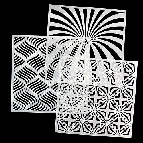 Miniatura 6 de Paquete de 32 plantillas geométricas de 8 x 8 pulgadas, plantillas de pintura de mandala para álbumes de recortes, azulejos de galletas, muebles,