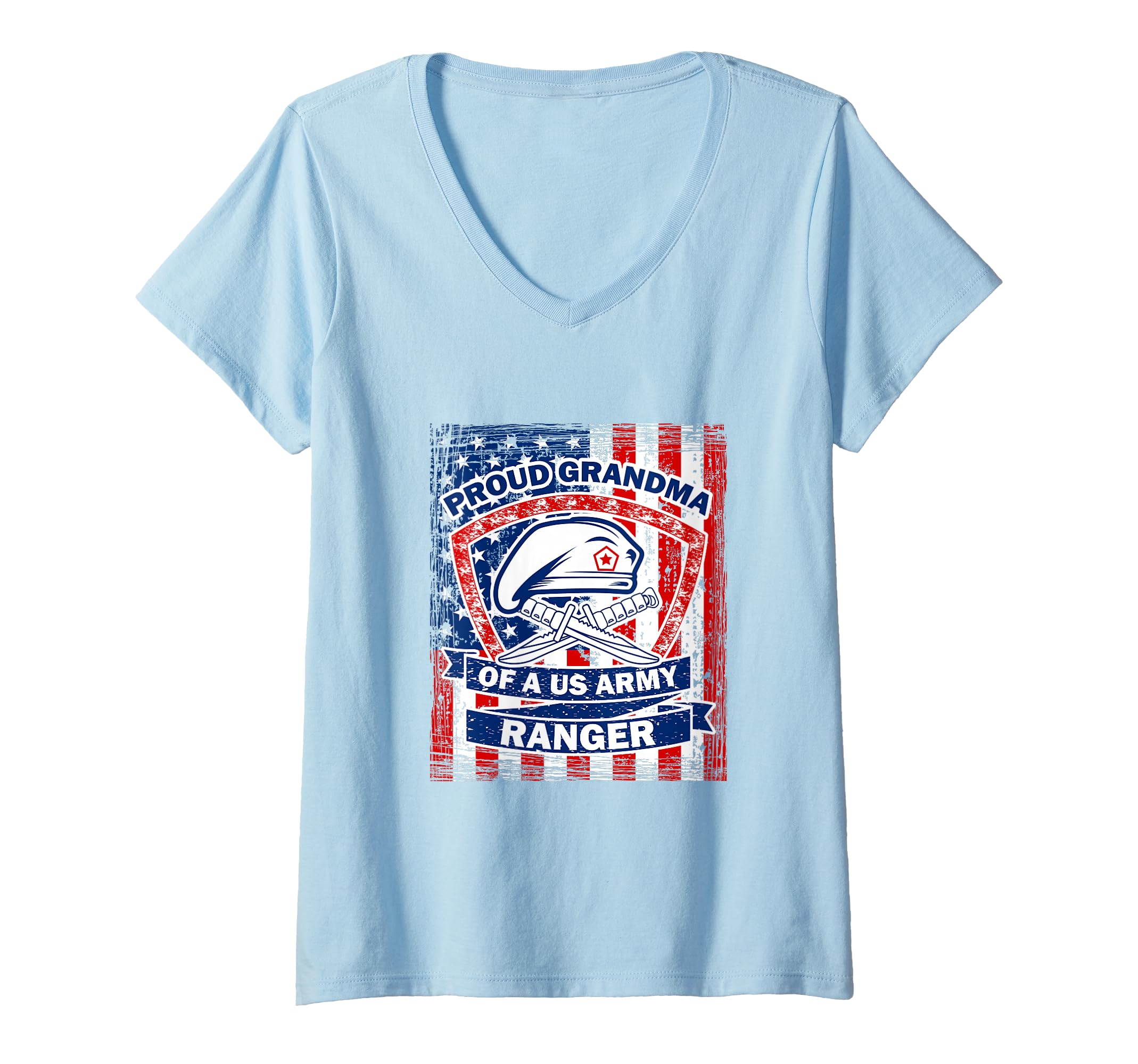 Womens Proud Grandma of US Army Ranger V-Neck T-Shirt