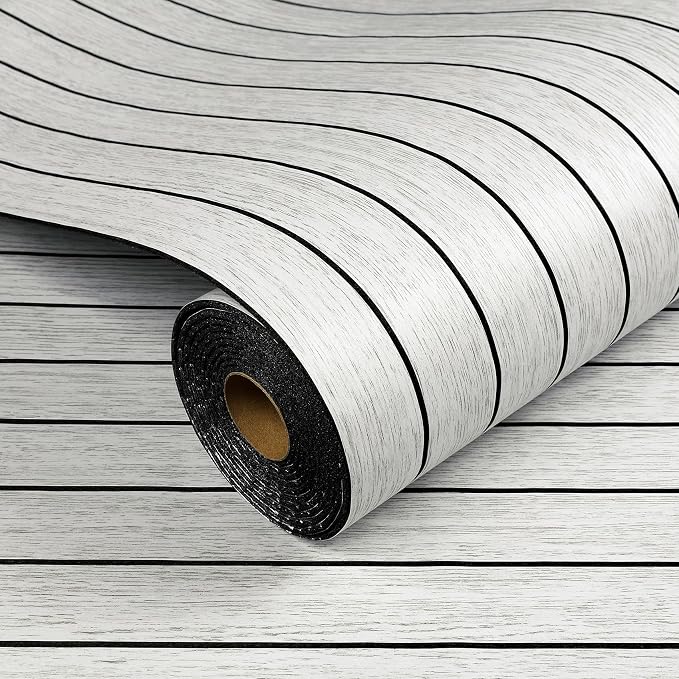 Livelynine Thick Light Wood Panel Wallpaper 3D White Self Adhesive ...