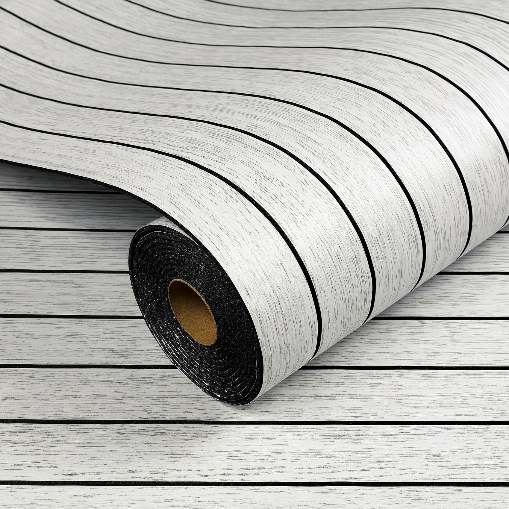 Livelynine Grueso Papel Pintado Autoadhesivo Pared Listones Madera Blanco Efecto 3D 60CMx3M Papel de Pared Adhesivo Salon Habitación Pasillo Revestimiento de Paredes Madera Claro Oficina Interiores