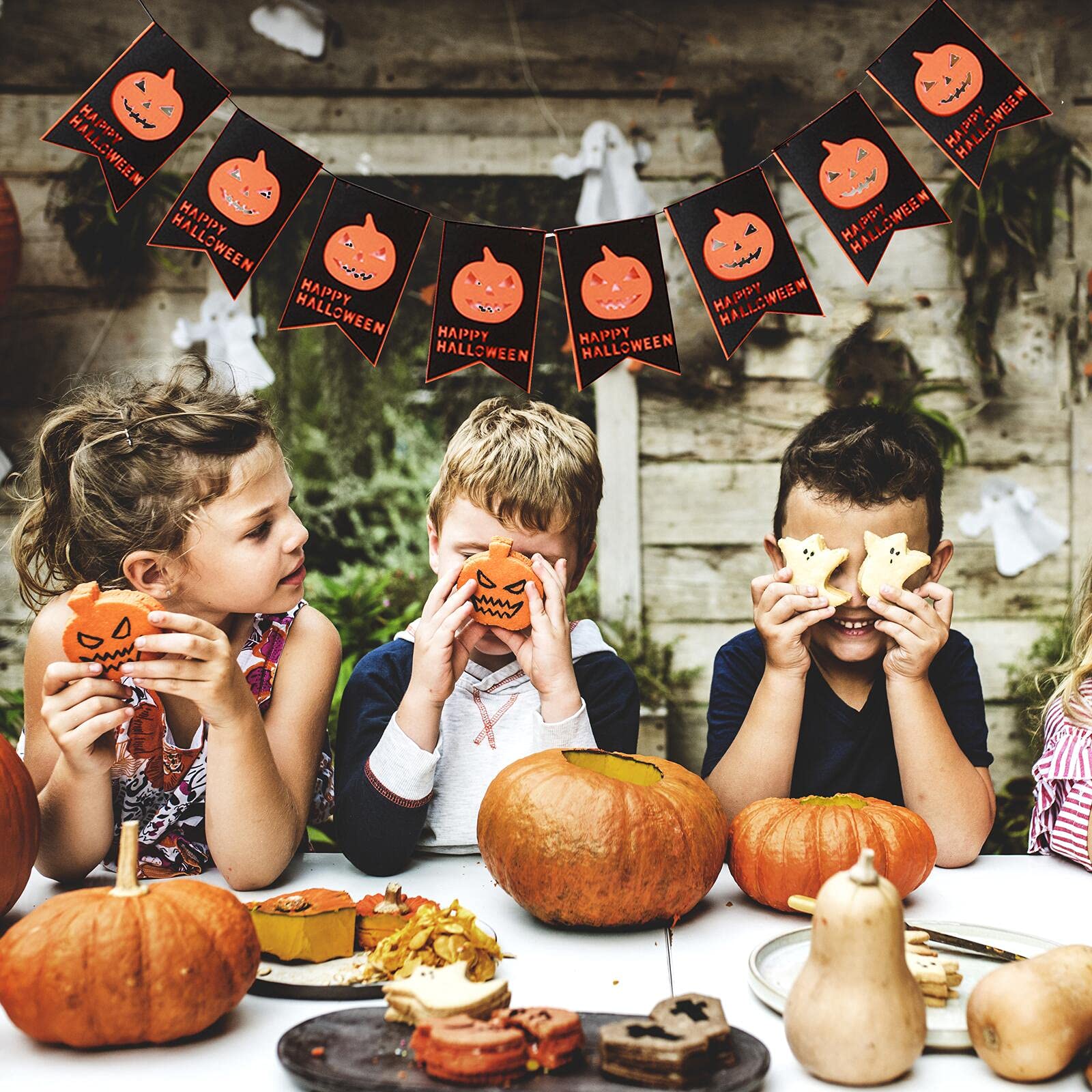 Thanksgiving Wimpelkette – 2 Stück, 3,8x9,1 M, Polyester, Mit Kürbis-Motiv, Für Outdoor-Deko