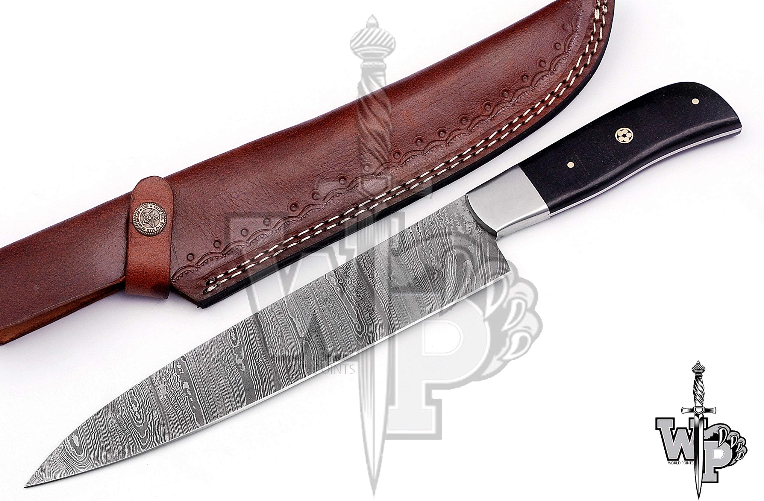 World Points Custom Handmade Damascus Steel Splendid Kitchen Chef Knife-1-Piece-With Sheath