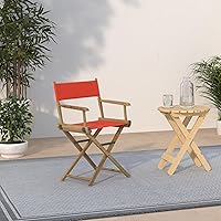 Vista 2 de Casual Home - Silla de director de 18 in, marco natural, lona naranja