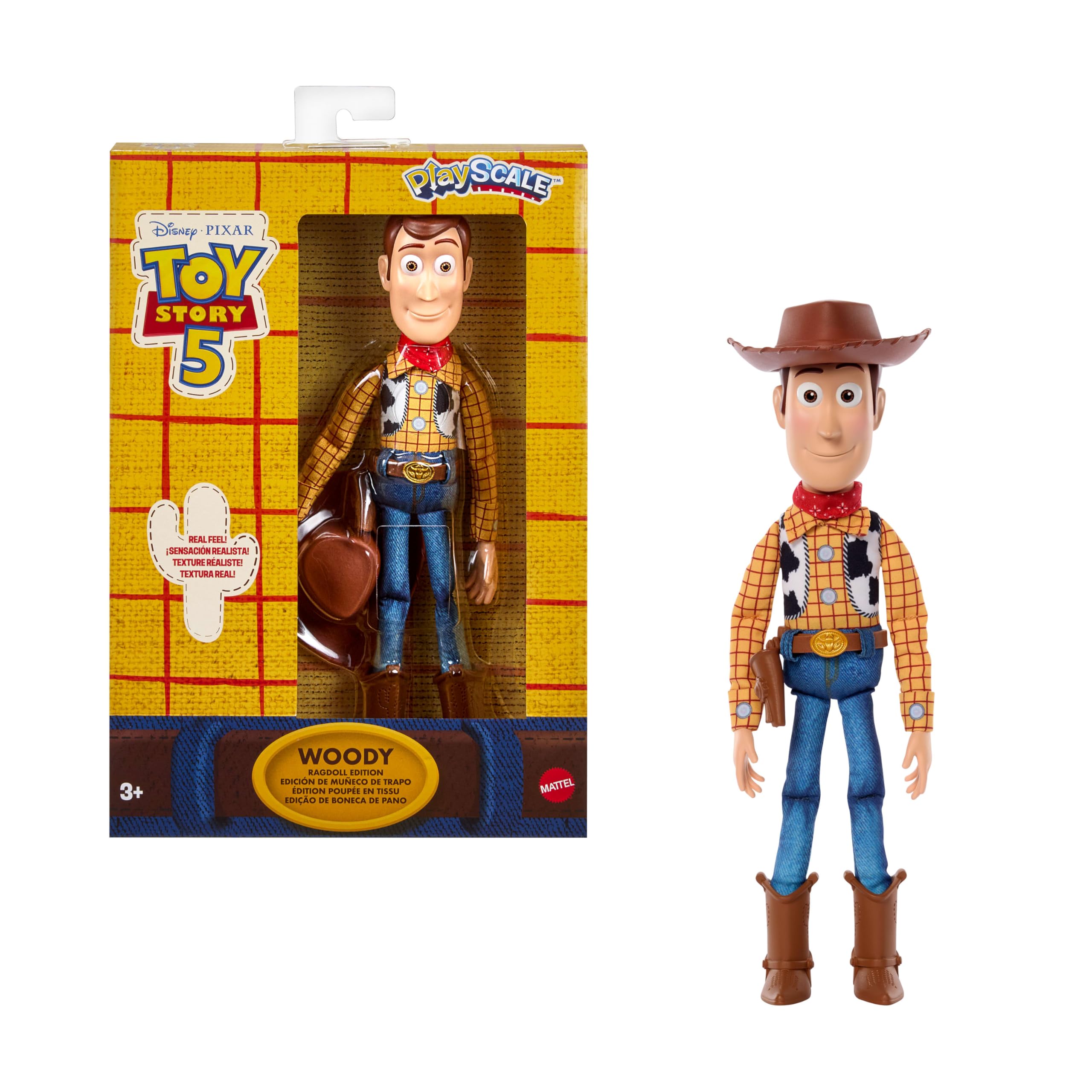 Mattel Disney and Pixar Toy Story 5 Figure, Woody Ragdoll Edition at 7 Inch Playscale, Movie Accurate Soft Collectable Cowboy Doll