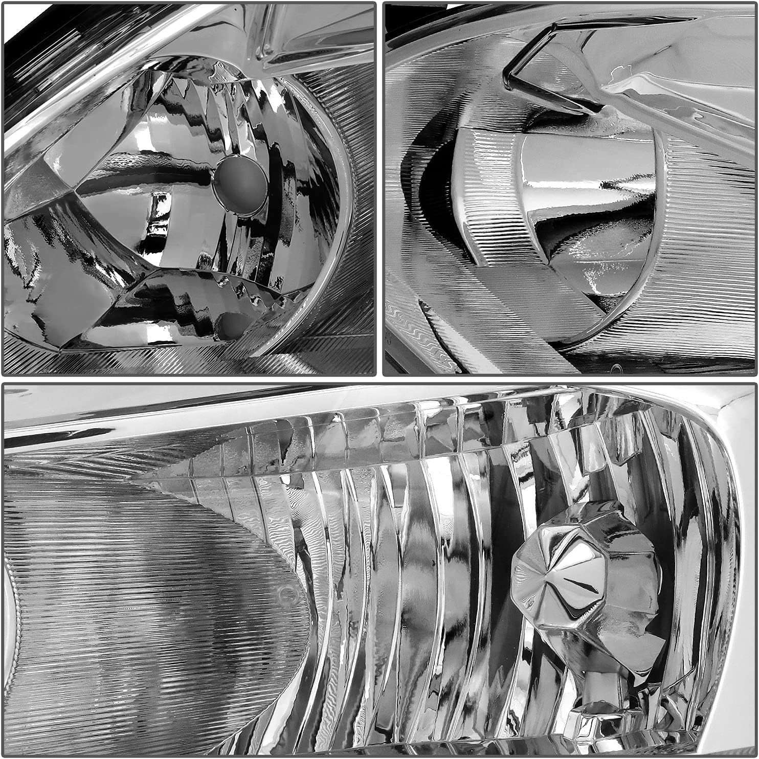 DNA MOTORING Pair Headlight Assembly Compatible with 03-07 Honda Accord, Chrome Housing Amber Corner,HL-OH-HA03-CH-AB