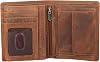 STARHIDE Wallets Mens RFID Blocking Real Distrssed Hunter Leather Gents Wallet with 2 ID Windows, Zip and Coin Pocket Trifold Vertical Wallet Gift Boxed 1070 Brown