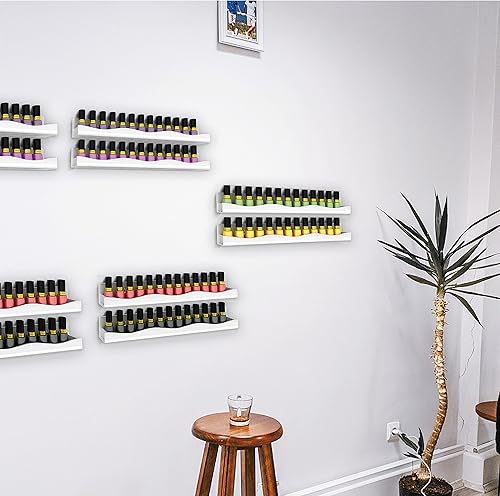Miniatura 2 de YMVV Estante de esmalte de uñas de 15 pulgadas, estante montado en la pared, paquete de 6 unidades, organizador de esmalte de uñas acrílico blanco,