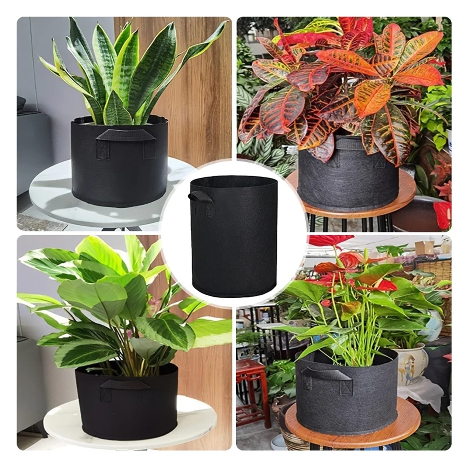 Bolsas de Cultivo 5PCS Vegetable Grow Bags Felt Planting Bag Potato Tomato Seeding Pots Flower Nursery Accessories(S8 30Gallon)