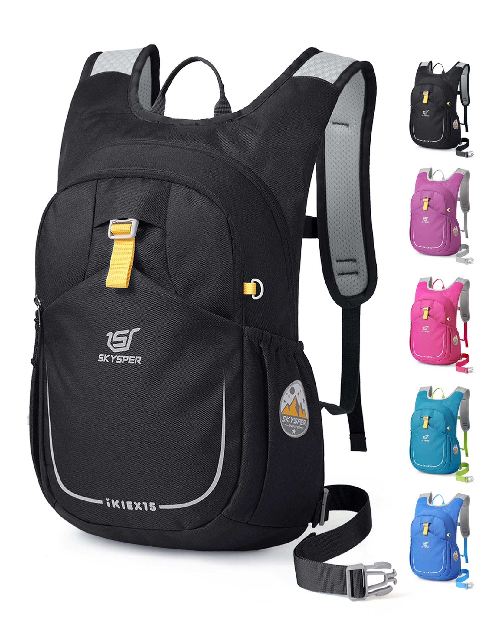 SKYSPER 15L Wanderrucksack Kinder mit Hydrationsfach & Sicherheitspfeife | Leicht, ab 10‑16 Jahre, für Camping & Tagesausflüge, atmungsaktiv, verstellbarer Brustgurt