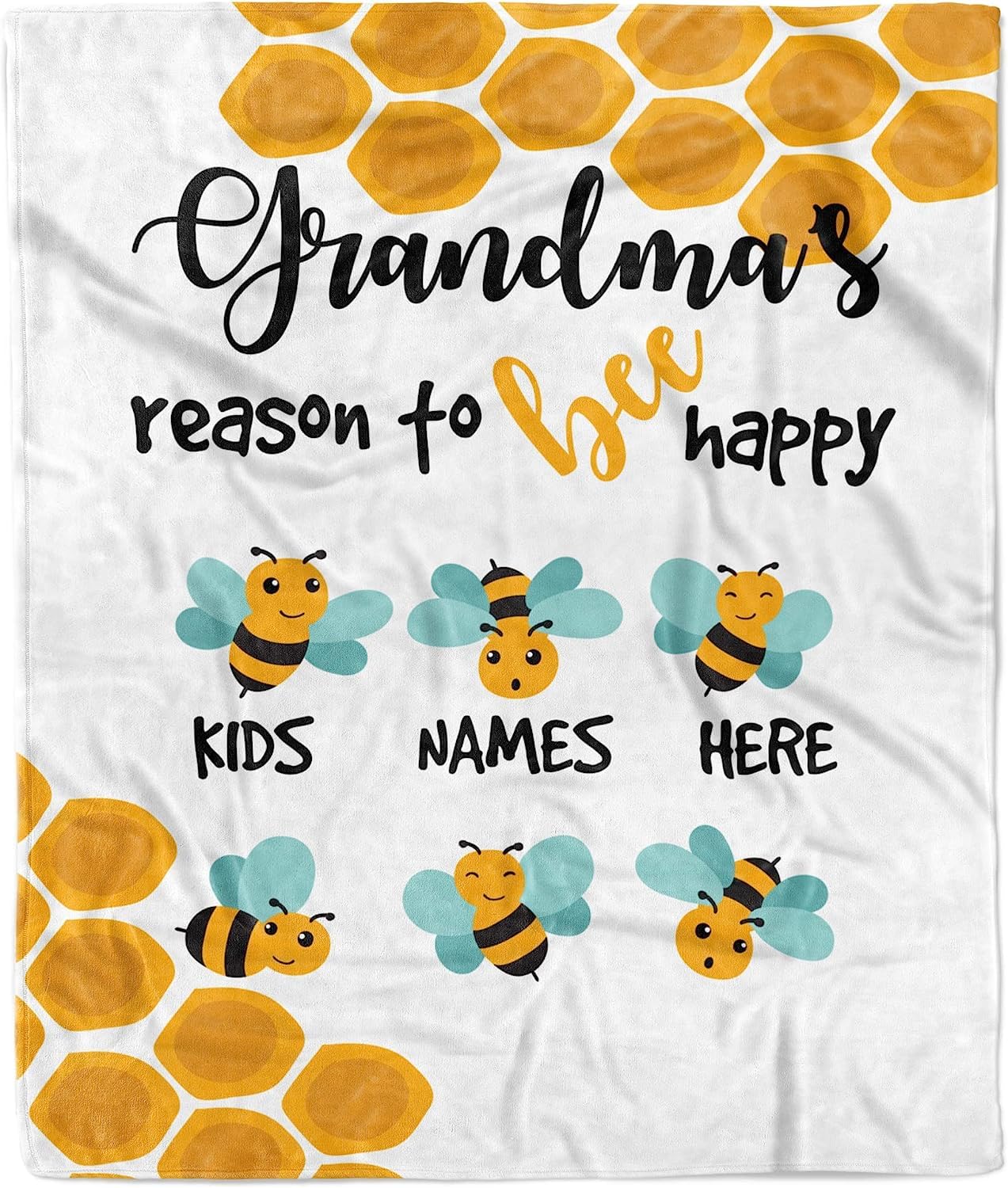 Coperta con nome personalizzato per nonna, coperta personalizzata con nome di Nana's Bees, coperta per bambini, regalo per Mimi Gigi Nonna Coperta in morbido pile personalizzata Coperta in pile con