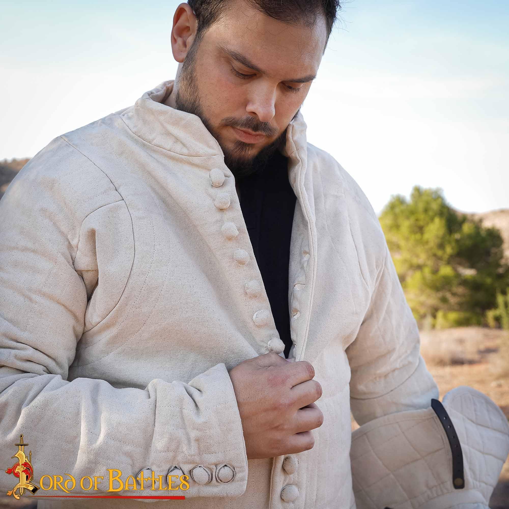 Medieval Gambeson Real Armor Abrigo acolchado grueso lona algodón tres capas