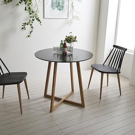 Amazon Co Jp カフェテーブル 北欧 丸テーブル サイドテーブル おしゃれ ブラック 直径80cm ホーム キッチン