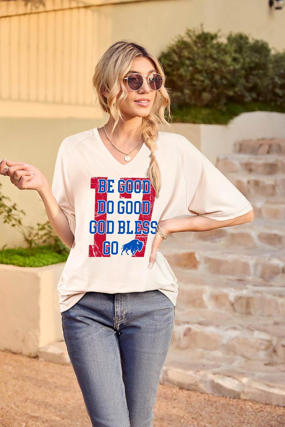 Football Shirts for Women Game Day V-Neck Tshirt Casual Football Short Sleeve Team Fan Graphic Tee Top - Image 4