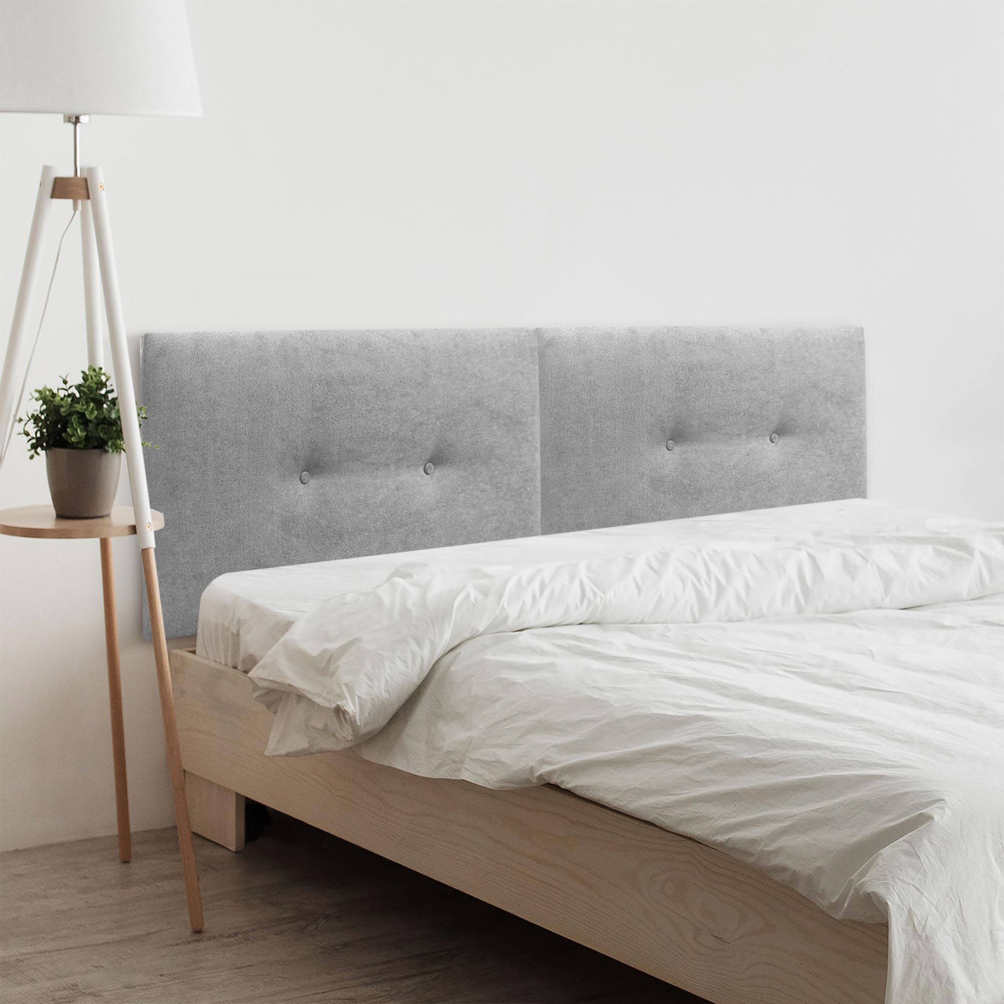 DHOME Cabecero de Polipiel o Tela Acualine Liso con Botones Dual Dividido en 2 Piezas Tapizado de Alta Gama Cabezal Dormitorio (Tela Gris, 190cm Dual (Camas 180/190))