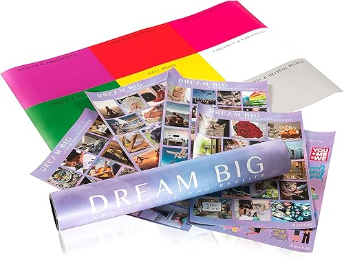 21 Zentury Kit de tablero de visión con calcomanías motivacionales, fotos imprimibles para mujeres, tablero de humor de pared para manifestación,