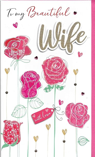 Birthday Greetings Card for Wife Large Card 17 x 30 cm Roses To My Beautiful Wife with Love
