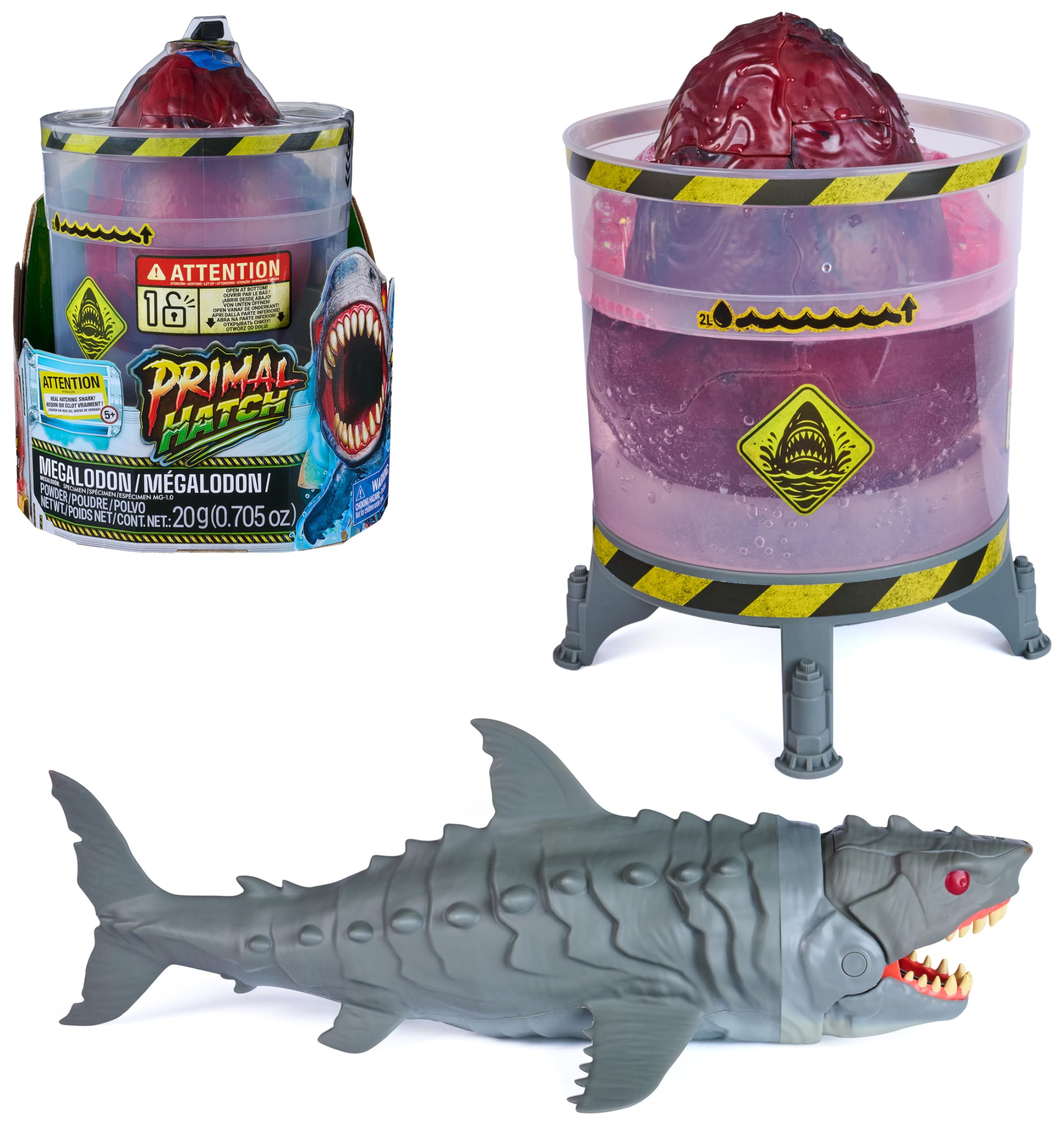 Primal Hatch interaktiver Megalodon Hai mit Schlüpf-Moment, ab 5 Jahren | Schlüpft immer wieder, Sensorgesteuerte Schnappfunktion, Über 80 Sounds- und Reaktionen, LED Augen und 4 Spielmodi