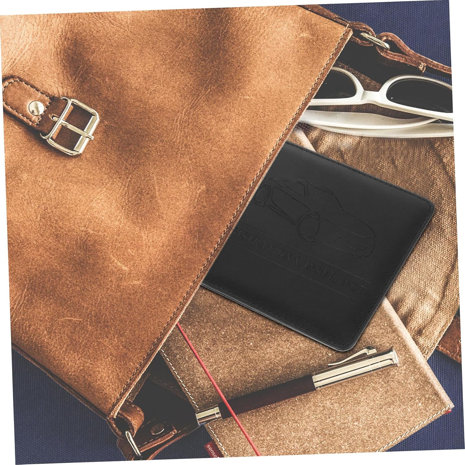 SOLUSTRE Car Insurance Holder Car Registration Sleeve Id Credit Cards Organizer Pu Leather Document Case Travel Essential for Office Use
