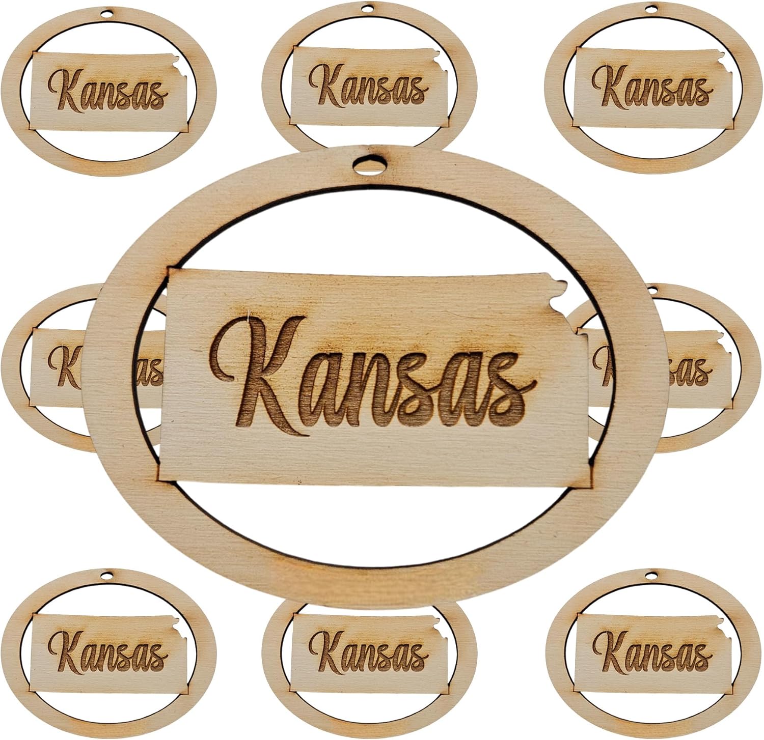 10PK Personalized Kansas Ornaments for Christmas Tree, Sunflower State Keepsakes, Decorations and Souvenirs