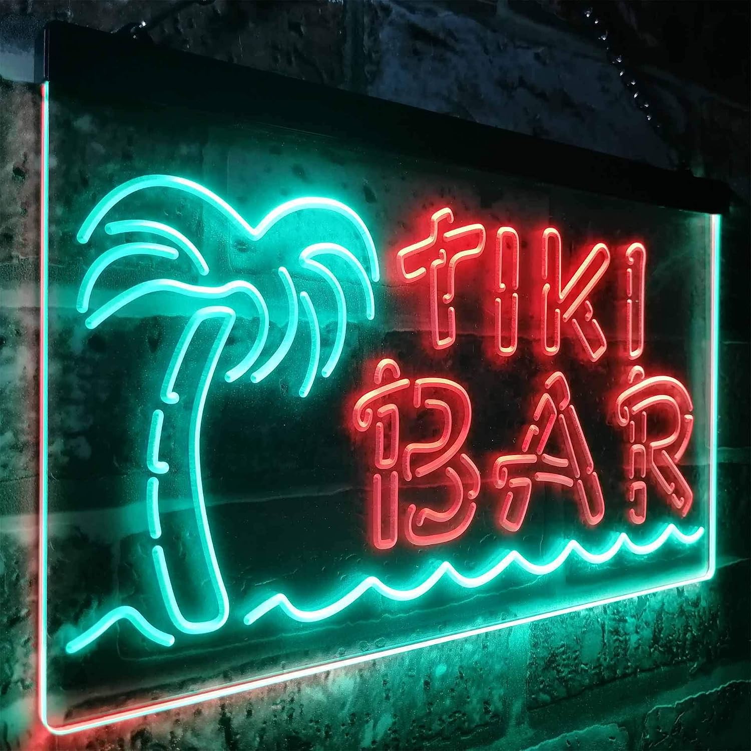 ADVPRO Tiki Bar Palm Tree Dual Color LED Neon Sign Green & Red 12" x 8.5" st6s32-i3138-gr