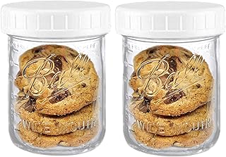 Wide Mouth Mason Jars 16 oz - (2 Pack) - Ball Wide Mouth 16-Ounces Pint Mason Jars with White M.E.M Food Storage Plastic L...