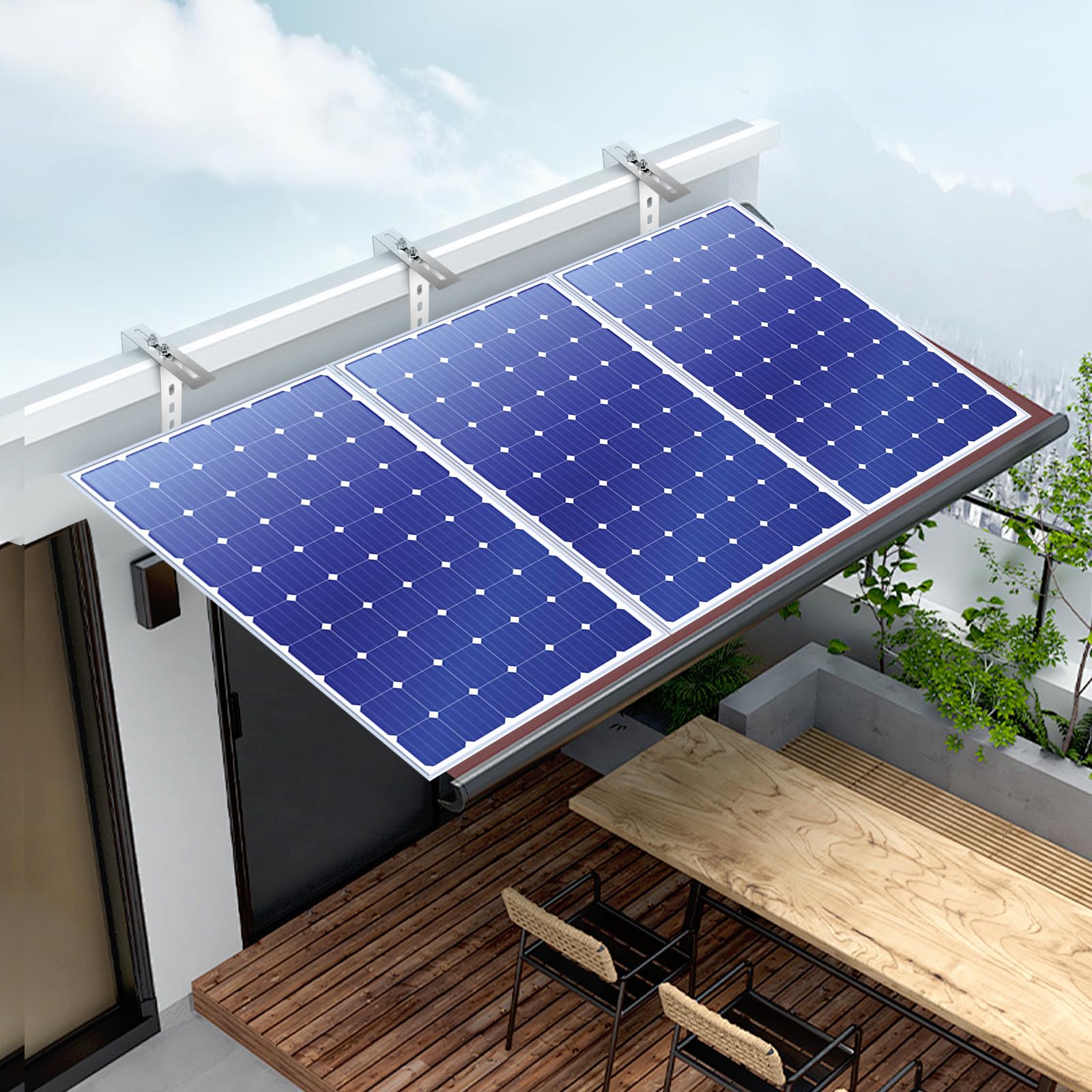2 ganci per balconi fotovoltaici, ganci solari ad angolo retto, staffa da balcone regolabile per pannelli solari, non richiede foratura per il montaggio dei pannelli solari (A-1)