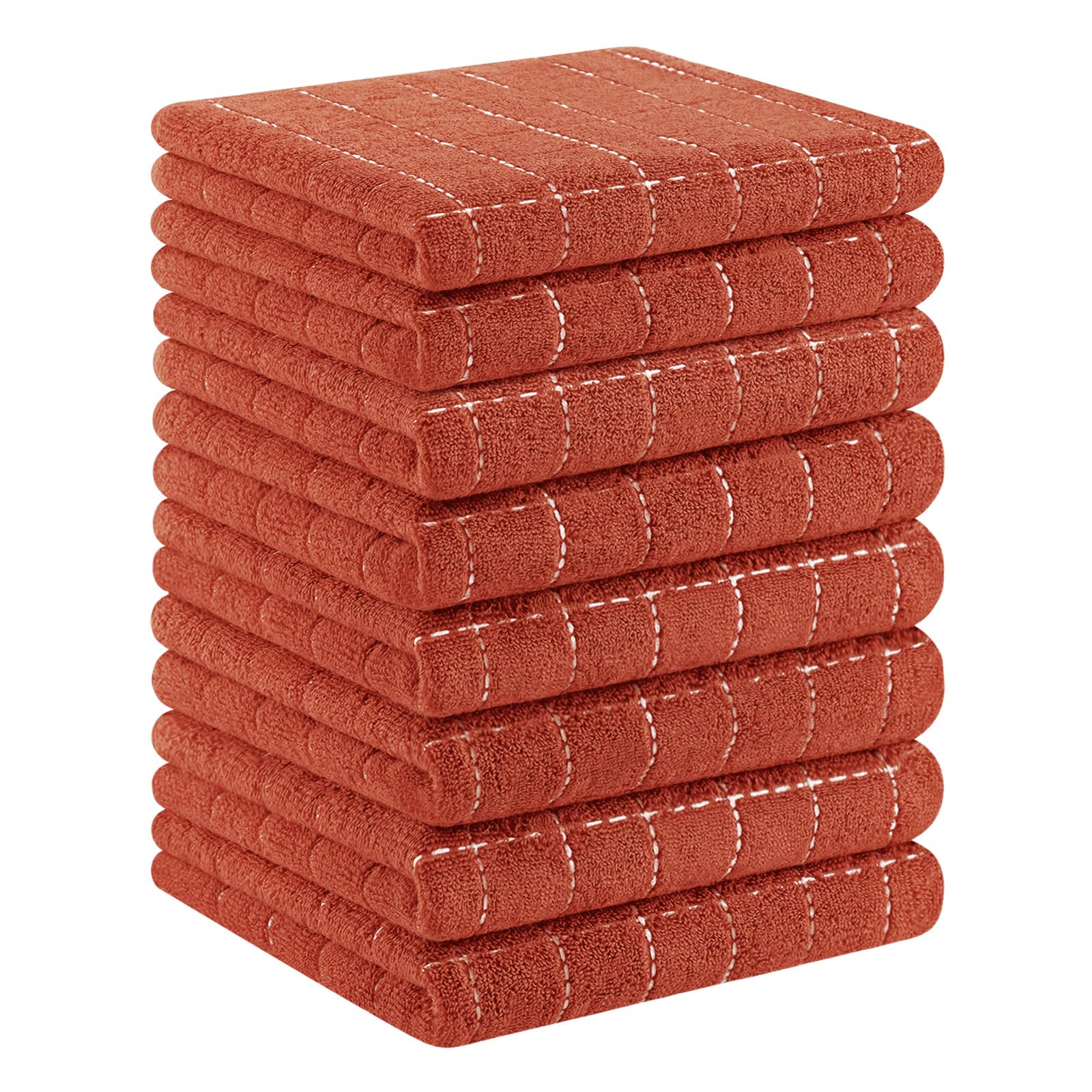 Homaxy 100% Cotton Terry Kitchen Dish Cloths, 8 Pack, Rust | Ultra Soft and Absorbent Dish Towels for Kitchen, Suitable for Drying and Washing Dishes