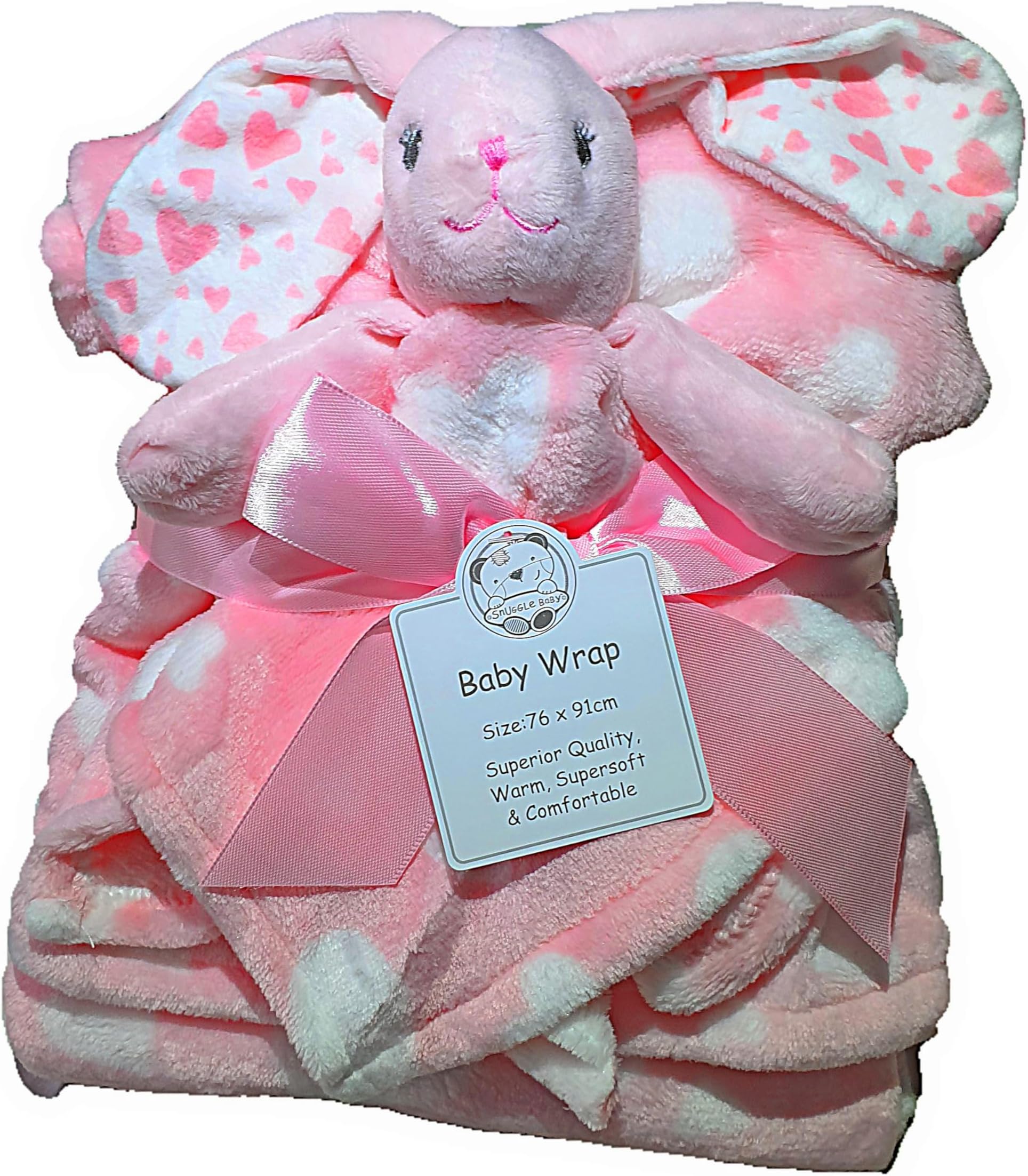 Snuggle BabySuper Soft Warm Bunny Blanket Comforter & Wrap set Pink/Gift Kids Baby Blanket Infant Newborn Baby Gifts Girls 76x91cm