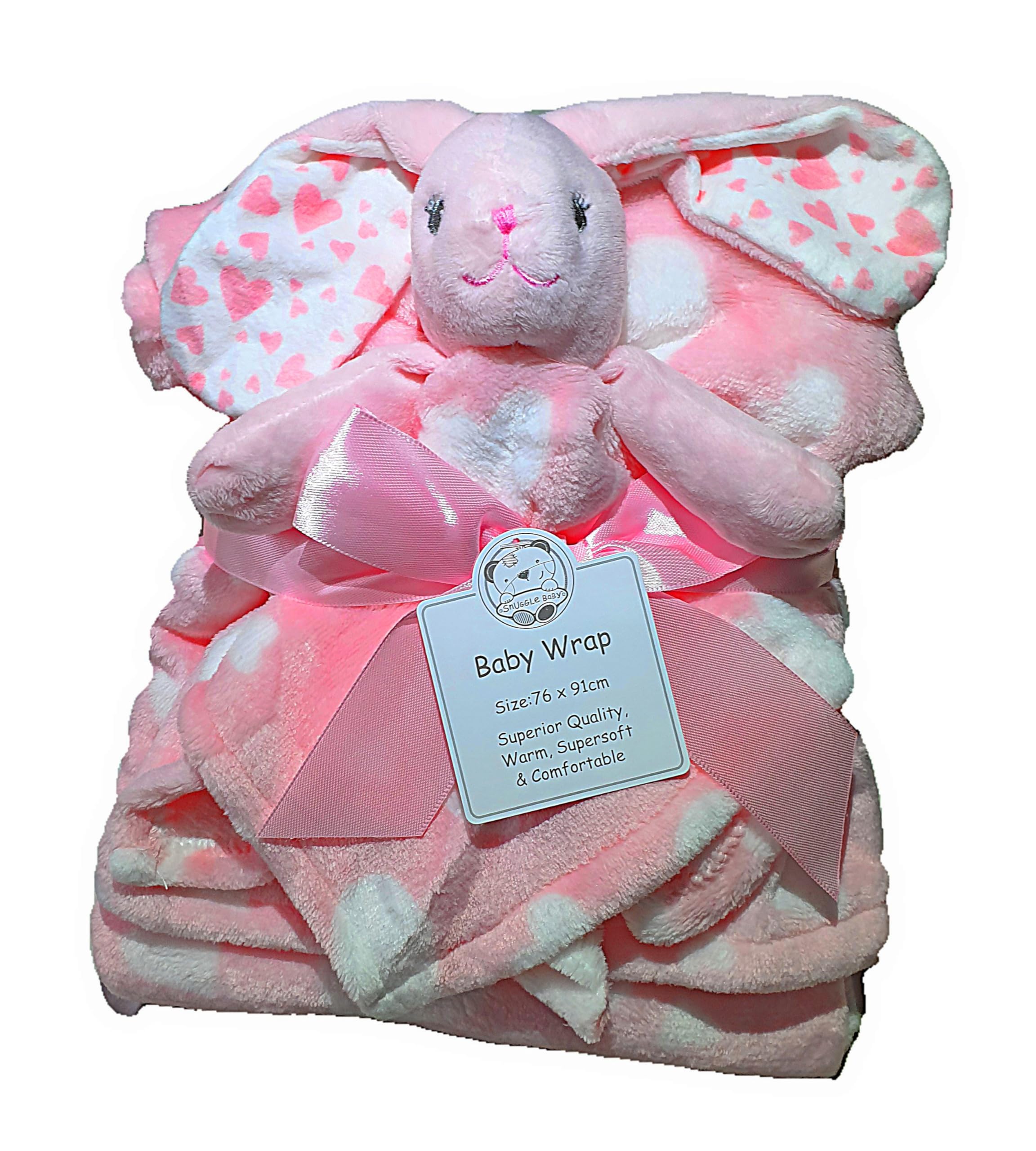 Snuggle BabySuper Soft Warm Bunny Blanket Comforter & Wrap set Pink/Gift Kids Baby Blanket Infant Newborn Baby Gifts Girls 76x91cm