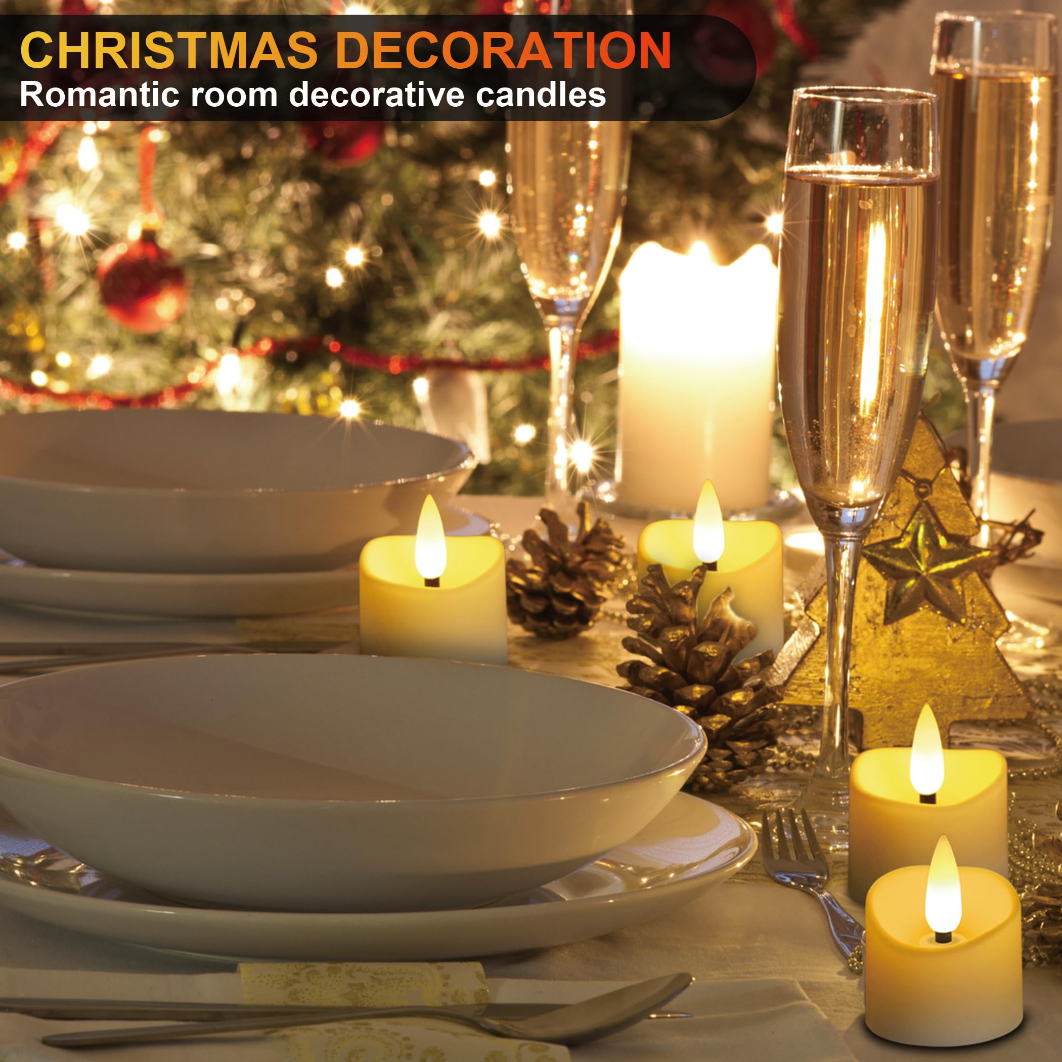 6 Bougies LED Chauffe-plat Rechargeables USB - Télécommande, Minuterie 2/4/6/8h - Flamme Vacillante Réaliste - Pour Décoration Maison, Mariage, Noël - 13