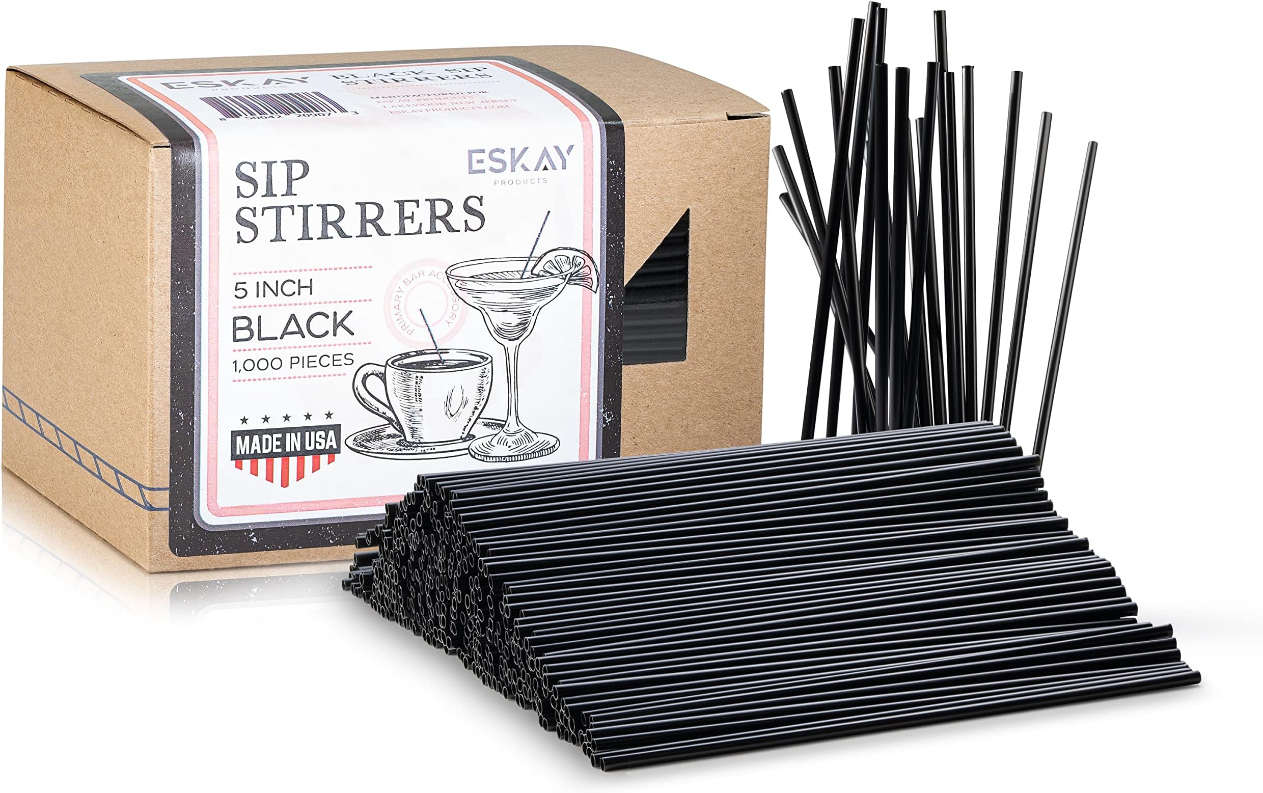 1000 Plastic Coffee Stirrers, 5Inch Cocktail Straws and
