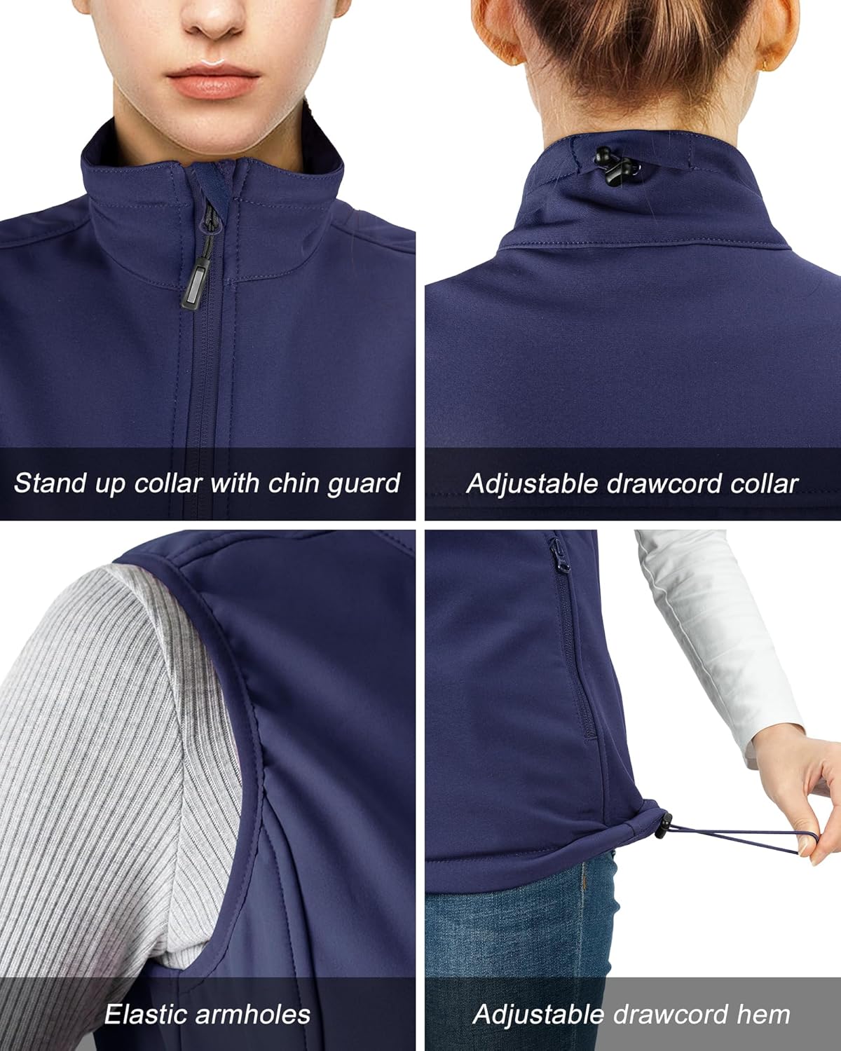 Outdoor Ventures Women's Lightweight Softshell Vest Windproof Fleece Lined Zip Up Sleeveless Jacket for Running Hiking Golf - Image 4