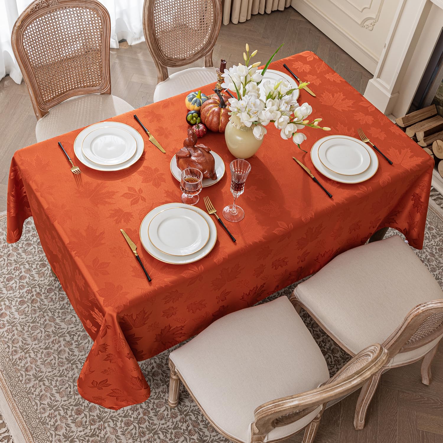 Fall Tablecloth - Burnt Orange Maple Leaf -5 Fall Tablecloth - Burnt Orange Maple Leaf -5
