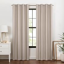 Eclipse Larissa 100% Blackout Curtain - Solid Grommet, 95 in x 50 in, Textured, Thermal Insulated for Living Room or Bedroom, Sandstone