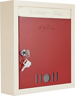 Plantex Wall Mount A4 Size Letter Box - Mail Box/Letter Box for Home gate with Key Lock (Red & Ivory)