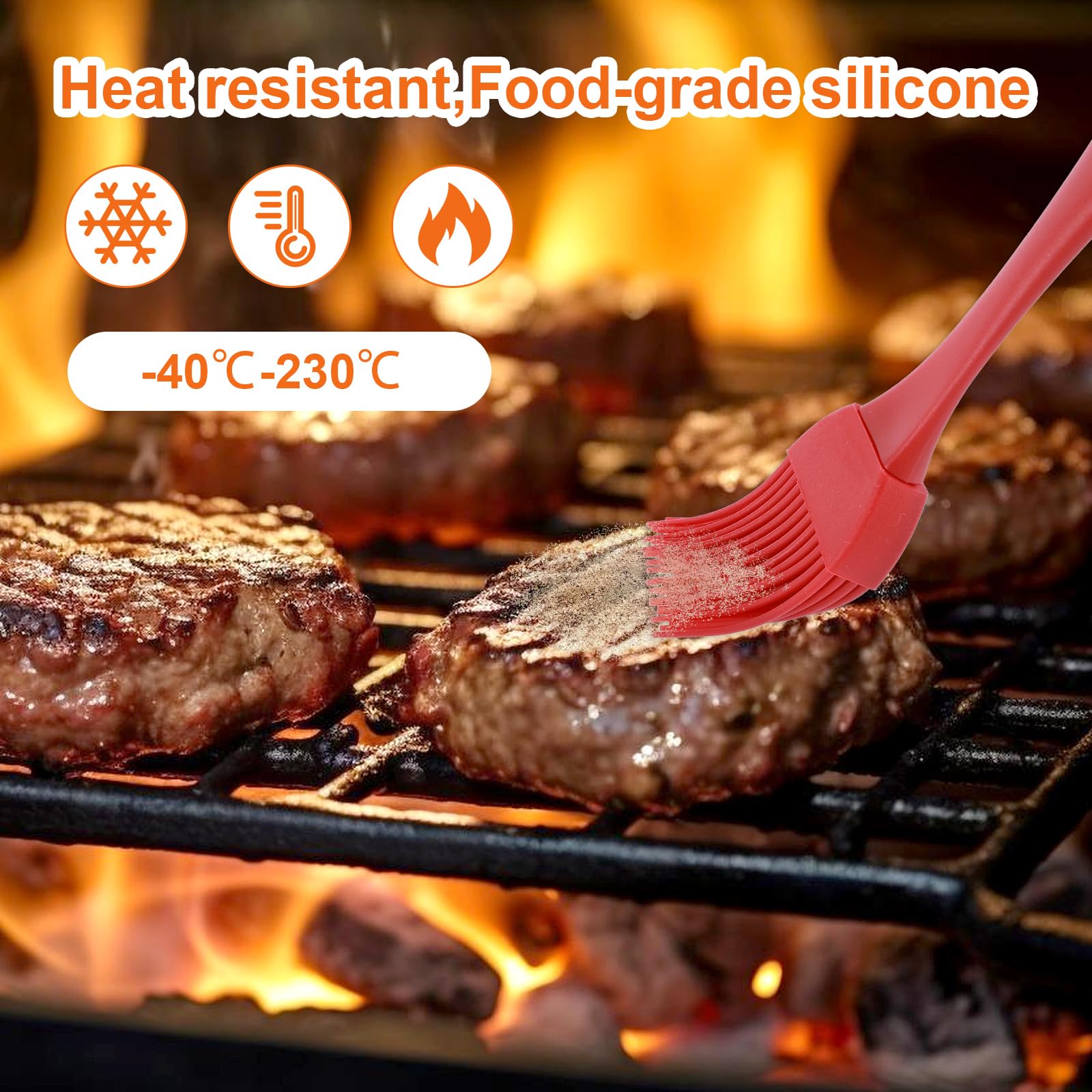 COMNICO 5 pennelli da pasticceria in silicone resistenti al calore per barbecue, olio, burro, burro vegetale, salsa, marinate, spazzola in gomma per cucinare grigliare cottura e spalmare utensili da