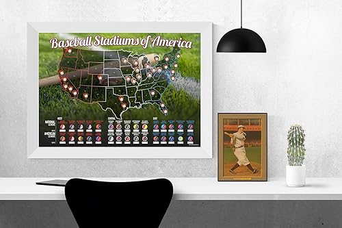 Miniatura 2 de Baseball Stadiums of America Scratch Off Map | Lists National & Major League Teams | MLB Ballpark Wall Poster, Bucket List, & Tracker of Visited