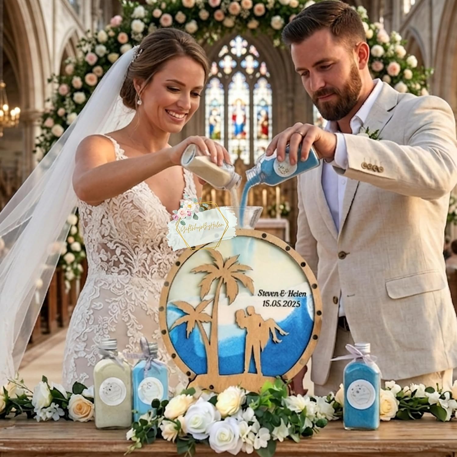 Personalized Unity Sand Ceremony Set with Custom Frame, Meaningful Unity Ritual Must Have for Wedding Decor, Blended Family Celebration Keepsake Alternative to Unity Candle