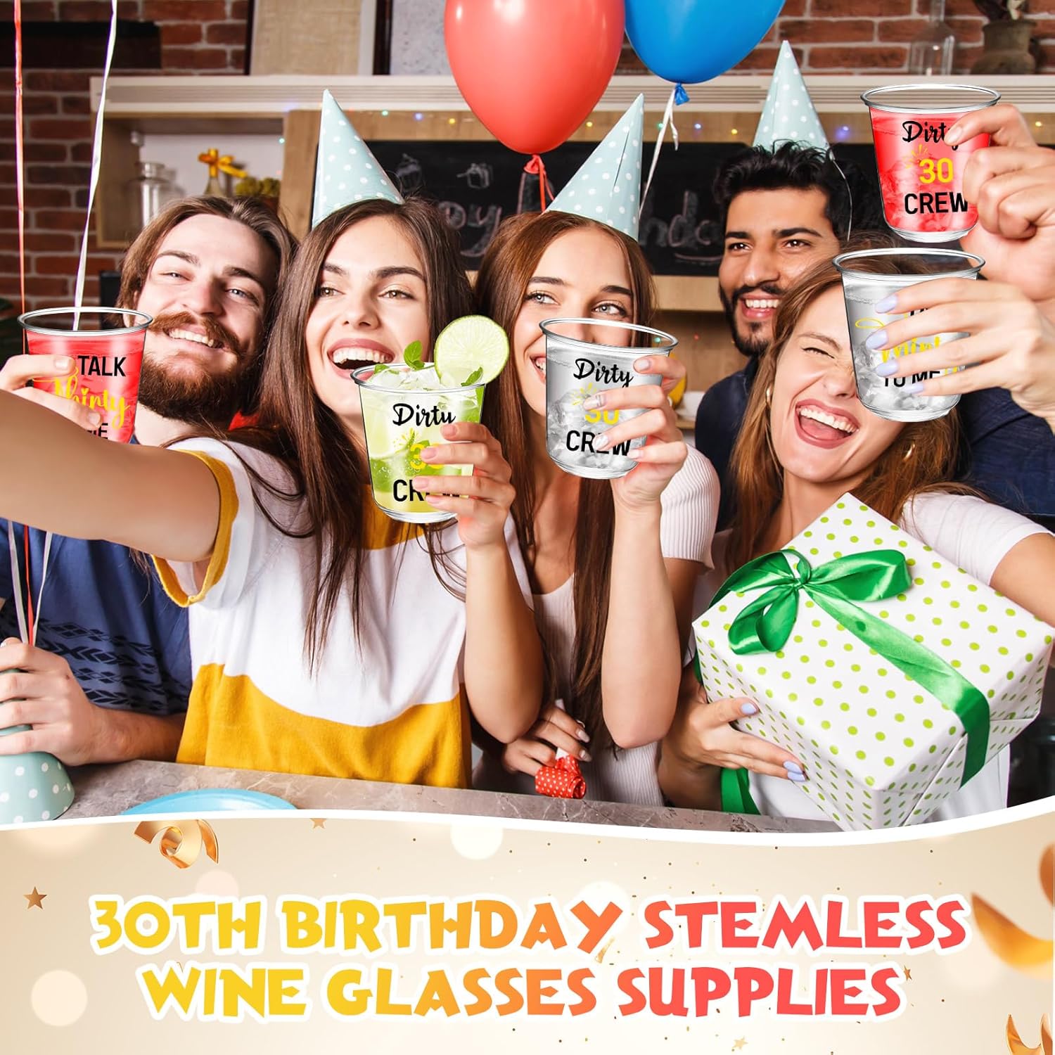Jingmore 60 Pcs 30th Birthday Cups Disposable Dirty 30 Party Glasses 12oz Talk 30 to Me Plastic Cups Stemless Glasses for Men Women 30th Birthday Plastic Tumble Thirty Party Anniversary Favors