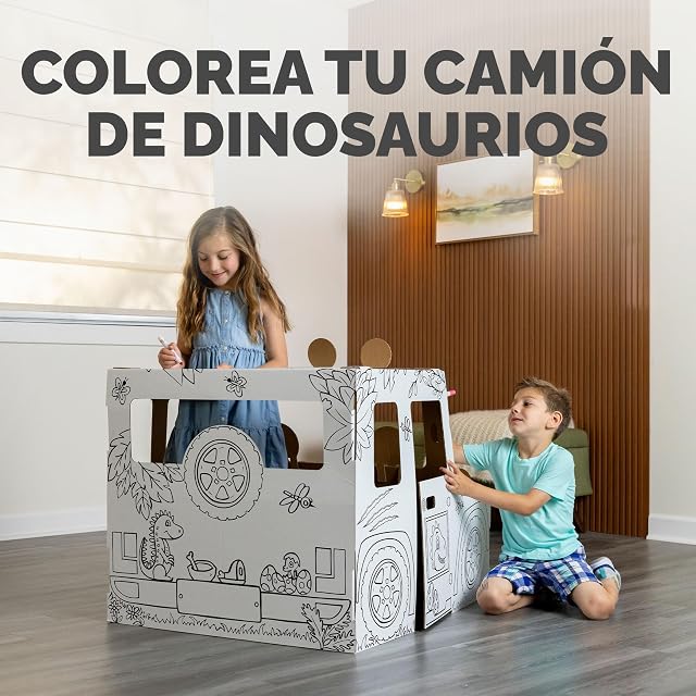 Foto 6 de 6 de BANKERS BOX Casa de Juegos de Cartón Camión Dinosaurio para Niños XL (81,5 x 79,5 x 97,7 cm)