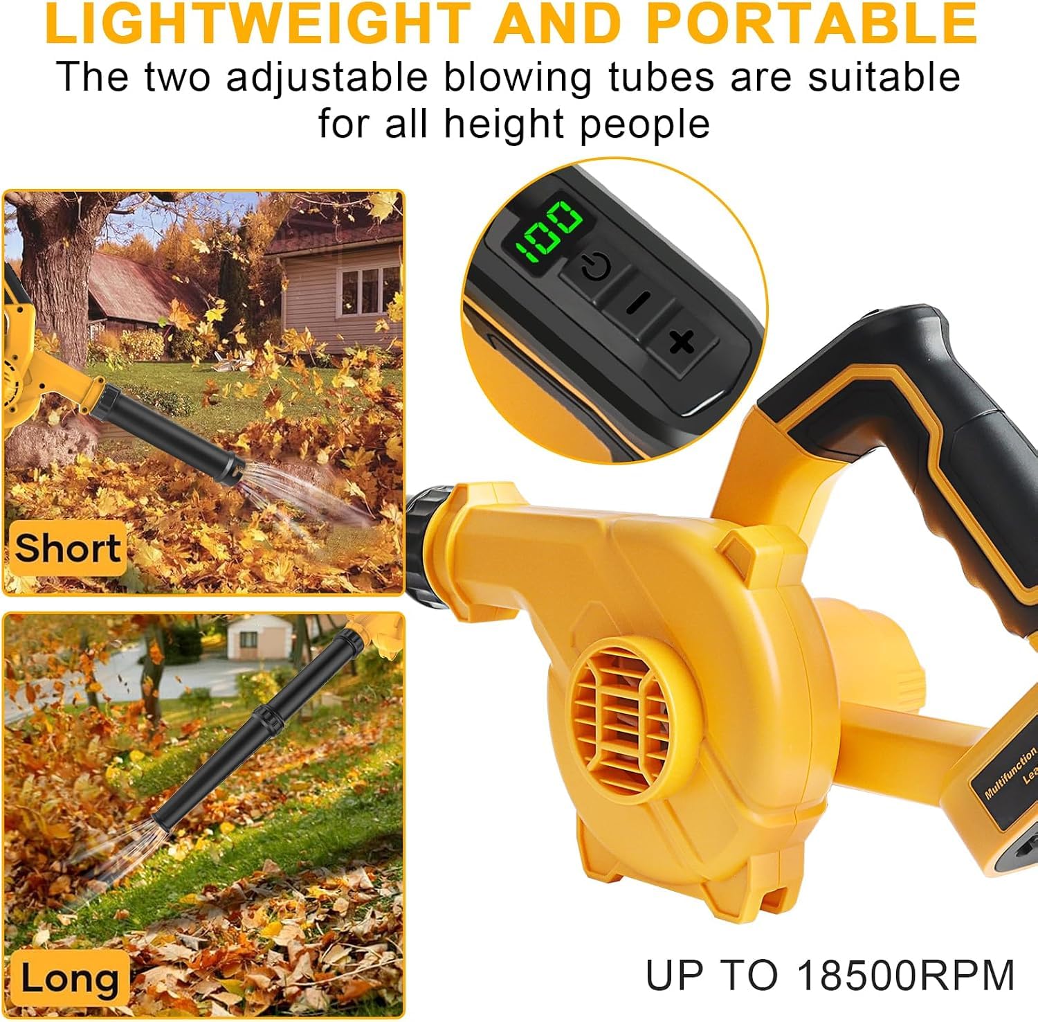Powarobor Akku-Laubbläser Set für Dewalt 18V mit 5,5Ah Akku & Ladegerät