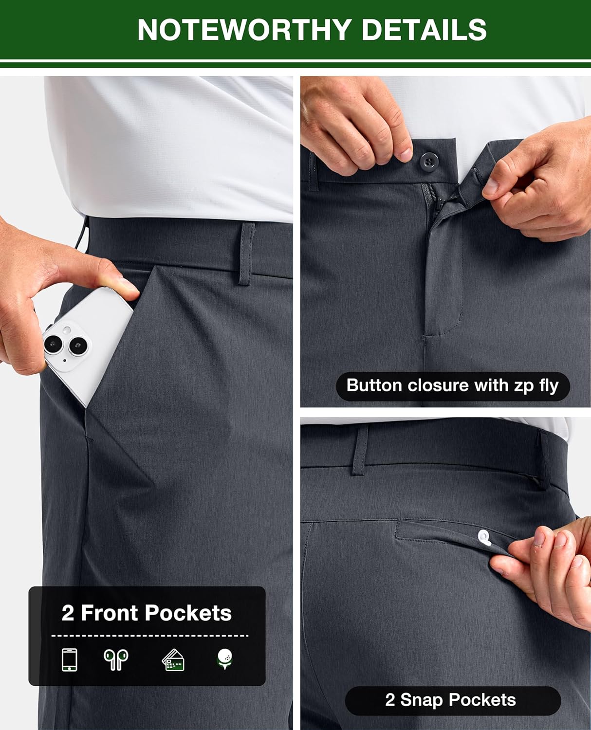 Soothfeel Men's Casual Shorts 5/7 Inch Golf Dress Shorts for Men Flat Front Work Lightweight Quick Dry with 4 Pockets - Image 4